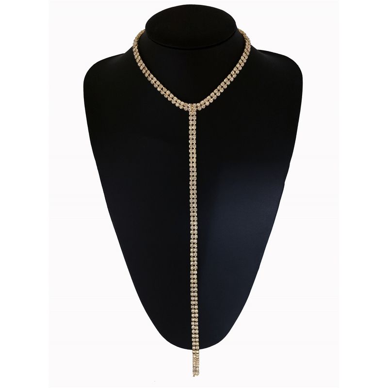 Minimalista szexi, szuper csillogó gyémántokkal és strasszokkal, személyre szabott és sokoldalú hosszú nyaklánc nőknek, choker_voghion.com