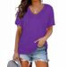 2025 Sommer Top V-Ausschnitt Einfarbig Kurzarm T-Shirt Damenbekleidung_voghion.com