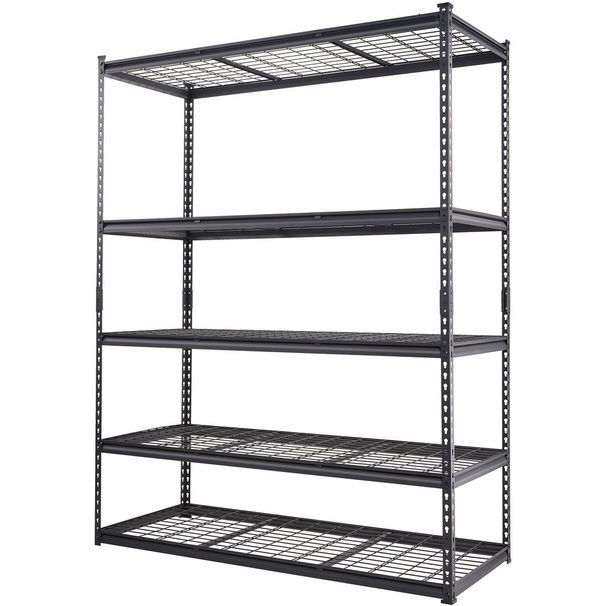 VEVOR Storage Shelving Unit, 5-Tier Adjustable, 2000 Lbs Capacity, Heavy Duty Garage Shelves Metal Organizer Wire Rack, Black, 60' L X 24' W X 78' H_voghion.com
