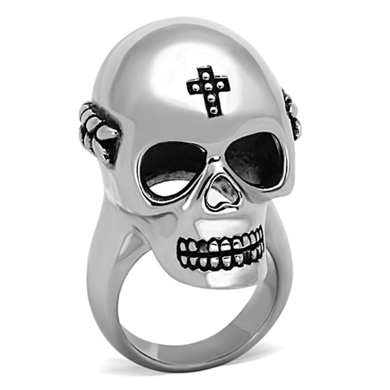 TK1202 - High polished (no plating) Stainless Steel Ring with Epoxy in Jet_voghion.com