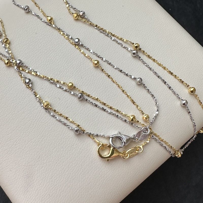 Collana antica in argento sterling S925 con perline impilate, design di nicchia, semplice e alla moda, stile retrò francese._voghion.com