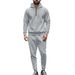 Men's Waffle Knit Hoodie & Jogger Set - Half-Zip Pullover Tracksuit With Drawstring Waist_voghion.com