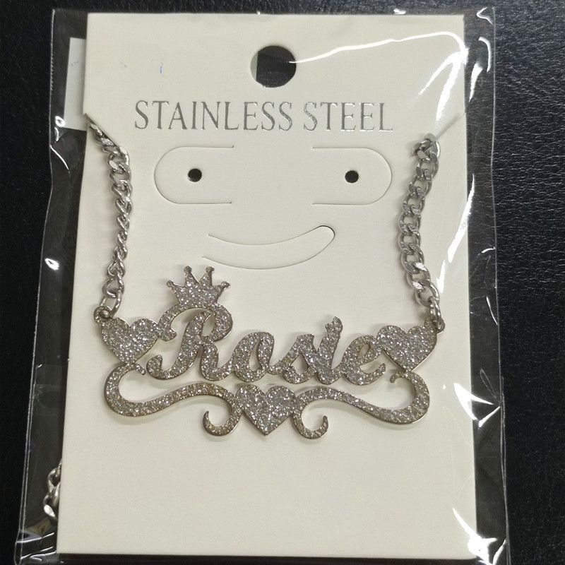 Collana con nome cubano, semplice e personalizzata, in acciaio inossidabile, con lettera inglese_voghion.com