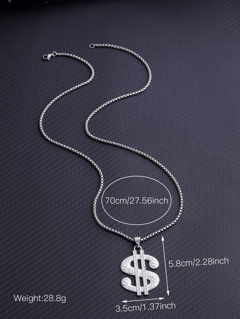 Collier Personnalité Street Fashion Pendentif Dollar Chaîne de Pull Acier Inoxydable Bijoux Tendance_voghion.com