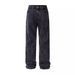 Pánské oblečení Cleanfit Retro Snowflake Washed Jeans pro muže, odolné, zvlněné, skládané, rovné kalhoty_voghion.com