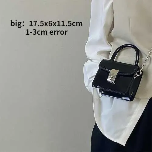 Fashion Lock Womens Small Square Shoulder Bag New Patent Leather Ladies Chain Clutch Purse Handbag Female Trendy_voghion.com