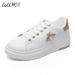Autumn Leather Waterproof Student Butterfly Sneakers Lace-Up Korean Style Versatile White Shoes Women's Selection_voghion.com