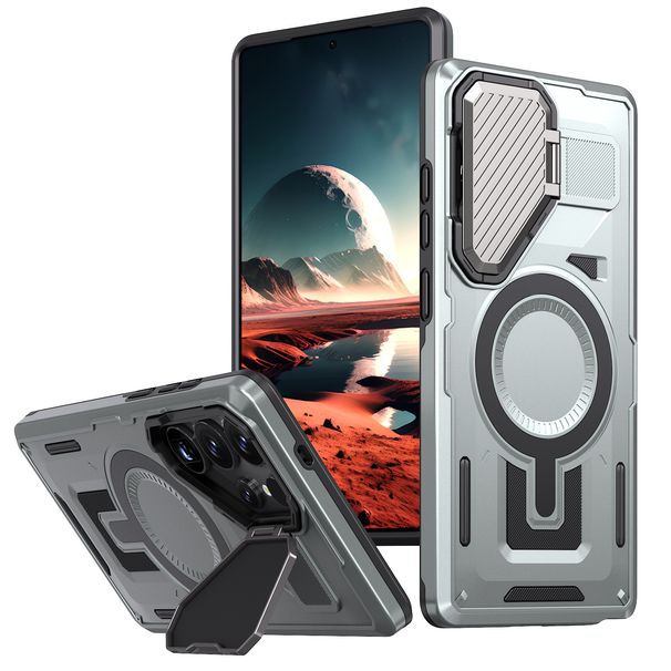 Magnetic Protective Case For Samsung Galaxy S25 Ultra - Compatible With Built-In Camera Cover & Adjustable Kickstand Shockproof Design_voghion.com