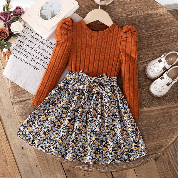 2024 herbst Neue Mädchen Langarm Kleid Gestrickte Pullover Kleine Und Mittlere Kinder Kleid Prinzessin Kleid_voghion.com