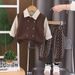 Set di 3 pezzi per bambini, stile western, taglia piccola e media, primavera e autunno, stile coreano casual, maglione e gilet_voghion.com