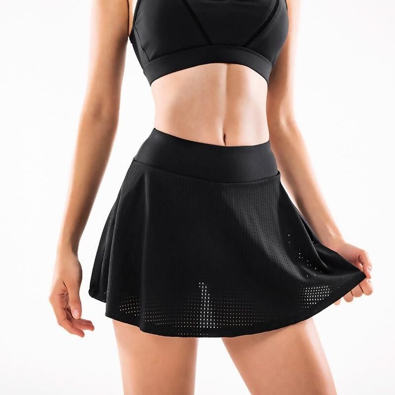 Falda ultra de yoga Fiess para mujer con pantalones cortos deportivos Falda de tenis deportiva con soporte para gimnasio_voghion.com