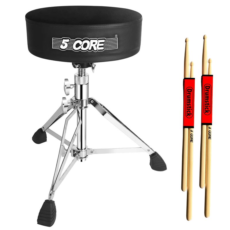 5 CORE Drum Throne Padded Guitar Stool Height Adjustable Heavy Duty Music Chair Seat Universal for Adults & Kids with Anti Slip Rubber Feet - DS CH BL_voghion.com