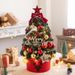 Weihnachts-Minibaum-Set, 45 cm und 60 cm, beflockt, mit LED-Lichtern – Dekorationen in Rosa, Weiß, Rot und Gold für die Feiertage und das Zuhause_voghion.com