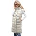 Gilet lungo senza maniche con cappuccio e cerniera frontale da donna, giacca imbottita trapuntata per l'inverno, capospalla casual in tinta unita_voghion.com