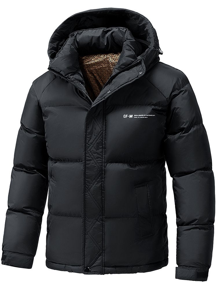 Cappotto invernale da uomo in grafene – Giacca con cappuccio alla moda con dettagli in oro nero, spessa e antivento (nero/grigio scuro, M-5XL)_voghion.com