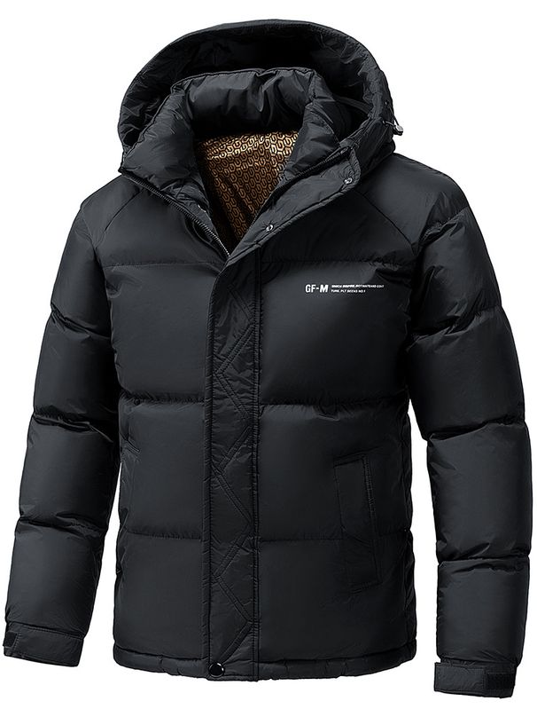 Cappotto invernale da uomo in grafene – Giacca con cappuccio alla moda con dettagli in oro nero, spessa e antivento (nero/grigio scuro, M-5XL)_voghion.com