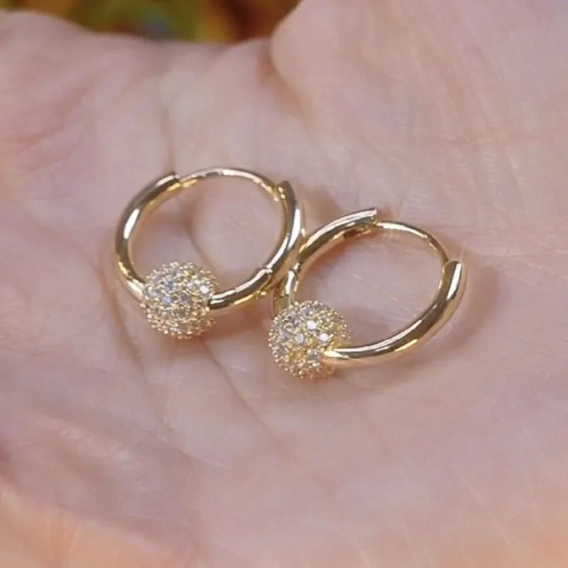Exquisite Diamond Ball 2024 New Light Luxury Niche Design Earrings For Women Elegant French Style Studs Versatile Ear_voghion.com