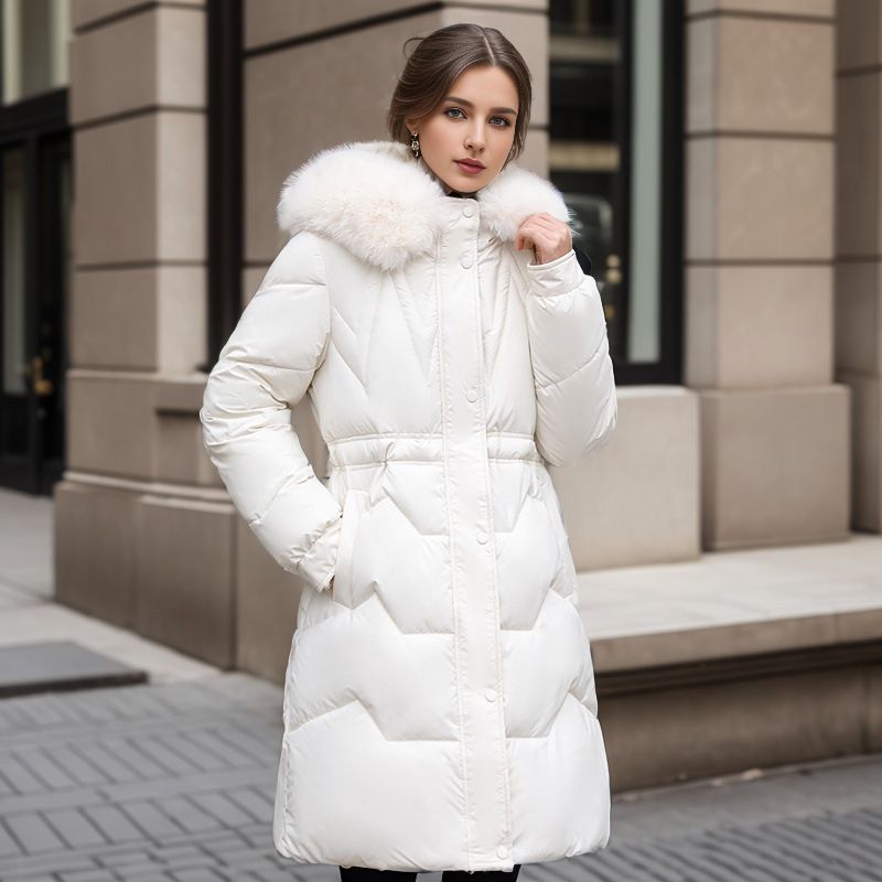 Women's Clothing women's new winter thickened hooded large fur collar cotton padded jacket women's Korean version waist padded jacket_voghion.com