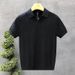 Herrenbekleidung Rautenförmiges Poloshirt aus Eisseide mit V-Ausschnitt und kurzen Ärmeln für den Sommer, leichtes, luxuriöses High-End-Business-Temperament-T-Shirt_voghion.com