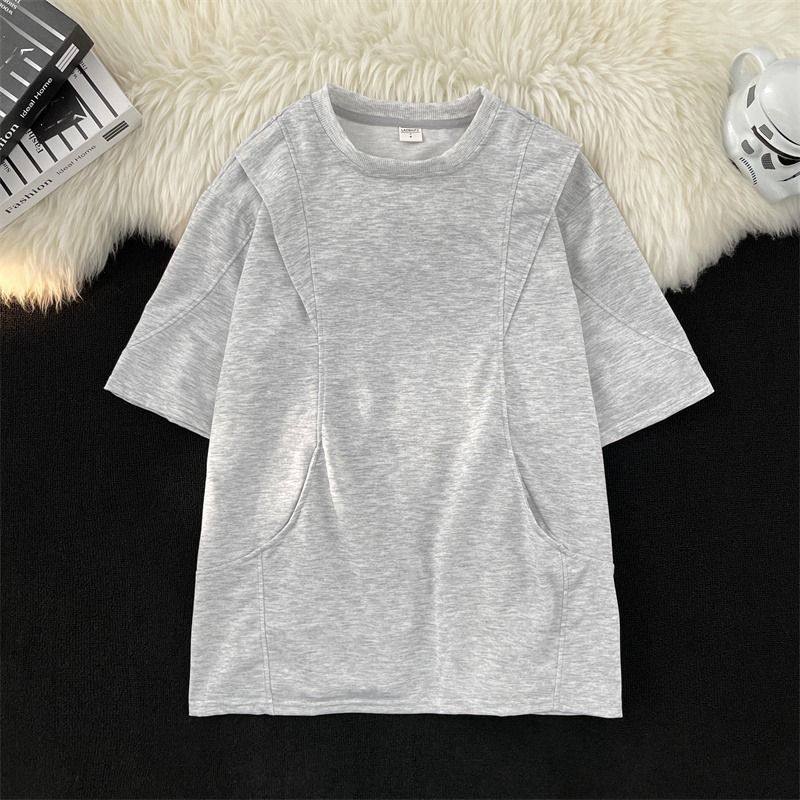 Retro Tasche Dekonstruktion Tasche Kurzarm T Ärmel Herren Top Ins Halbarm Trendy_voghion.com