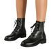 Commerce extérieur transfrontalier grande taille à la mode et polyvalent confortable automne et hiver à lacets côté fermeture éclair noir dames bottes courtes en gros_voghion.com