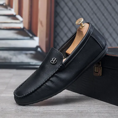2025 Sommar Nya Bean Herr Casual Business Lazy Leather Modetrend Andningsbara Ihåliga Le Fu Skor För Herr Ad75_voghion.com