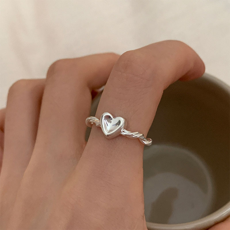 Timbro VENUS Argento Colore Cuore Solido Anello Per Donna Ragazza Ins Coreano Tessitura Semplicità Gioielli Regalo Di Compleanno_voghion.com