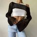 Elegant Lace-Knit Sweater Women's Fashion Round Neck Long Sleeve Oversized Pullover Top_voghion.com