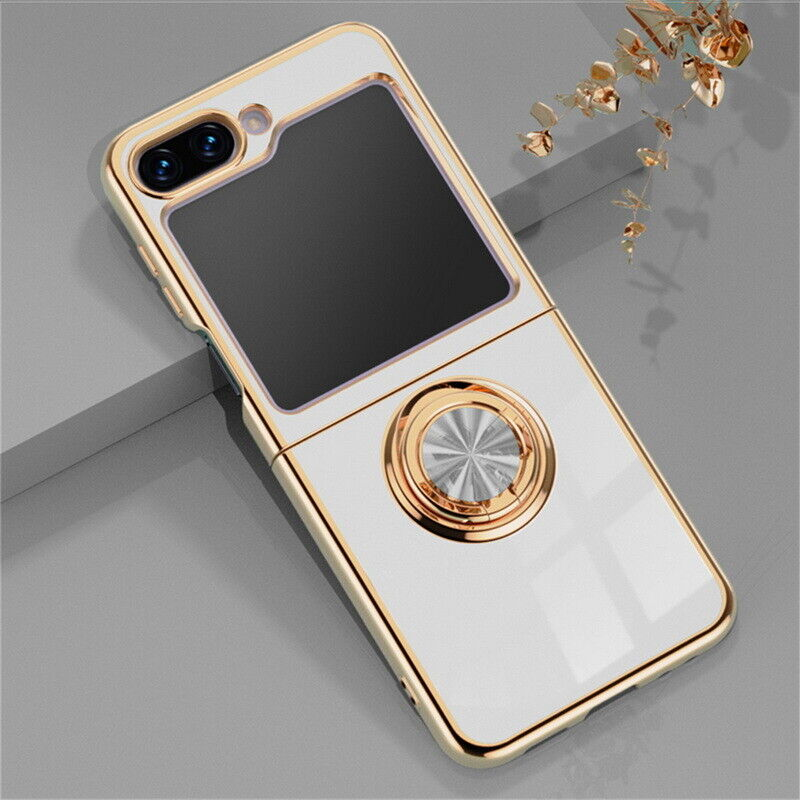Plating Silicone Magnetic Ring Holder Stand Case For Samsung Galaxy Z Flip5 Flip4 Flip3 5G Folding Bracket Shockproof_voghion.com