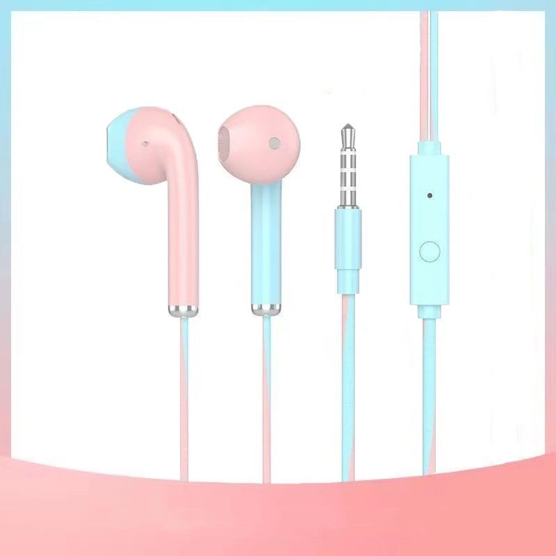 New Macaron Wire-Controlled Headset Universal In-Line In-Ear Walkman Stereo Headset Gift Headset_voghion.com