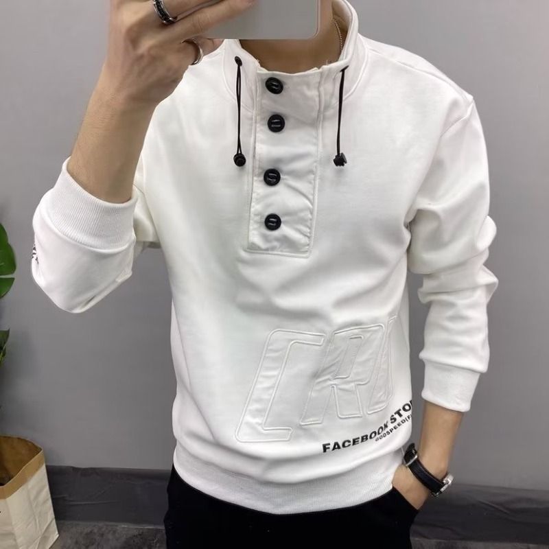 Nuovo inverno casual piccolo collo alto slim fit felpa con cappuccio spessa alla moda stile corto camicia di base a maniche lunghe da uomo_voghion.com