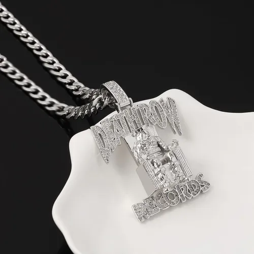 Collier Death Row Schmuck kubański łańcuszek męski naszyjnik Hip Hop nowy Rap Deathrow Records więzień wisiorek ze strasem_voghion.com