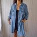 Women's Clothing Washed Denim Dress Washed Process Long Shirt Casual Jacket_voghion.com