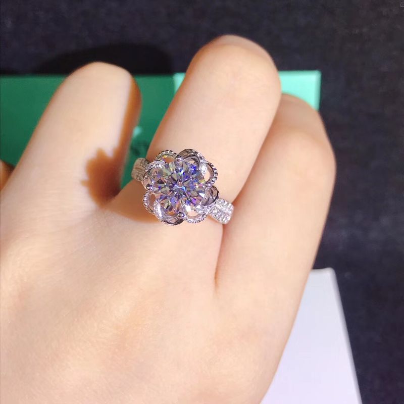 Anel de moissanita com seis pontas e um quilate, buquê feminino, fonte de rosas, alto teor de carbono e diamante_voghion.com