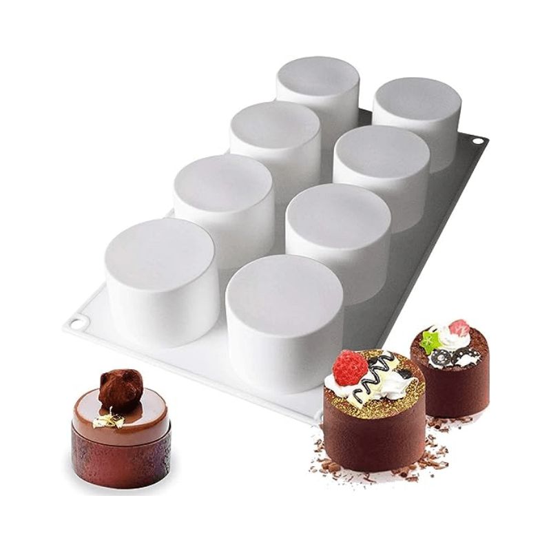 1 buc. Forme de silicon 3D pentru coacerea prăjiturilor mousse, brownies și produselor de patiserie - 8 cavități înalte pentru deserturi și decorarea torturilor perfecte_voghion.com
