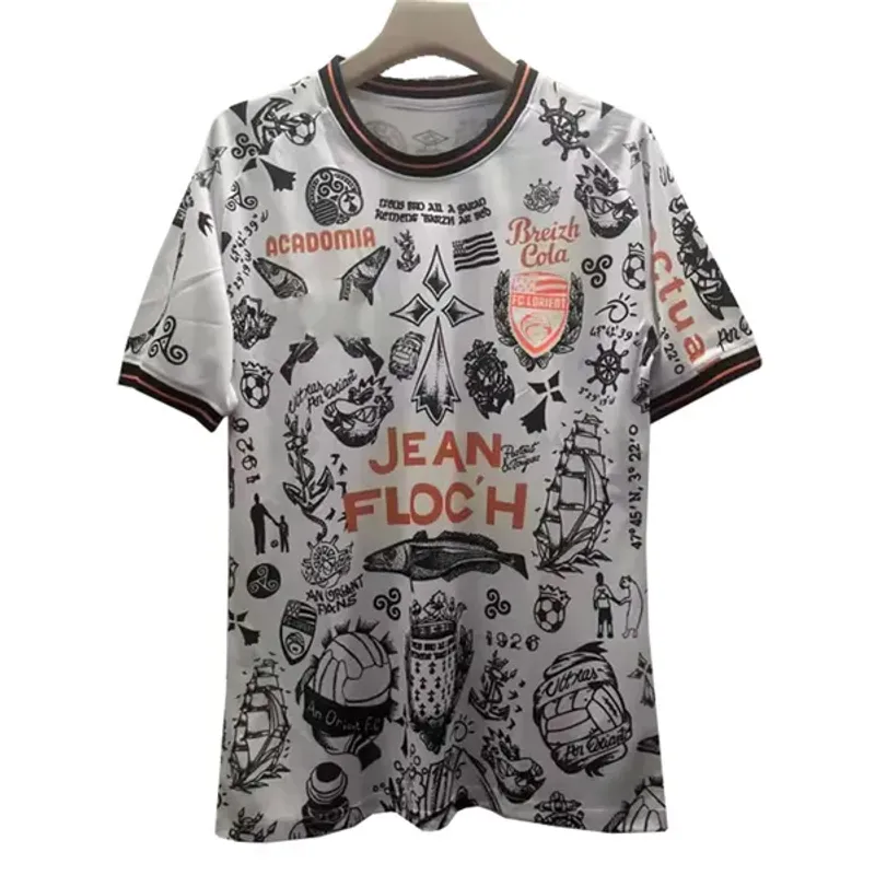 2324 Lorient Mens Soccer Jerseys Tattoo Special GRBIC LE FEE BOZOK BOISGARD MARVEAUX 2024 100th Anniversary Edition_voghion.com