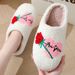 Cross-border Valentine's Day Hot Winter Smiley Face Big Love Cotton Women's Wholesale Indoor Home Plush Warm Slippers_voghion.com