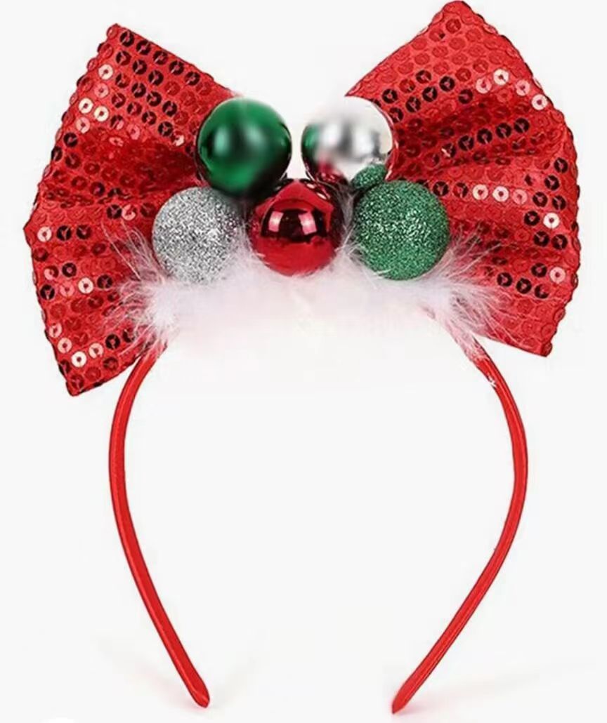 Fascia per capelli di Babbo Natale, scatola regalo, campanelle, accessori per capelli decorati, fascia per capelli, festa di Natale_voghion.com