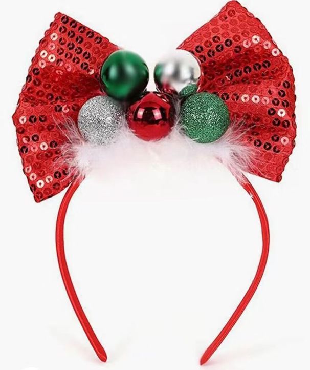 Fascia per capelli di Babbo Natale, scatola regalo, campanelle, accessori per capelli decorati, fascia per capelli, festa di Natale_voghion.com