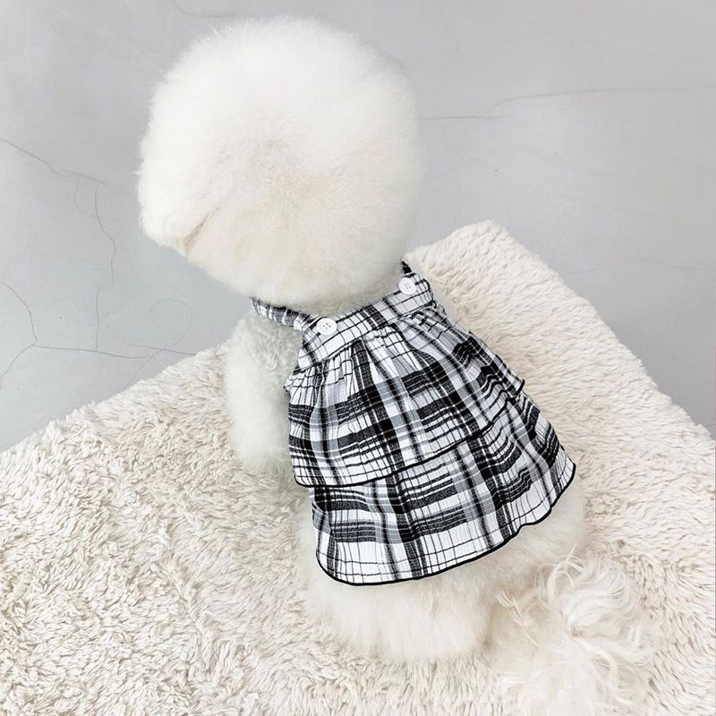 Harnais à carreaux double couche pour chat et animal de compagnie, bichon, poméranien, petit, moyen, chiot, printemps, automne, fin, été_voghion.com