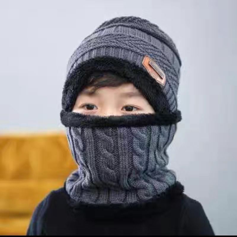La modă Căciulă Copii Set Eșarfe Băieți Iarnă Căptușită Femeie Bebeluș Căciulă De Lână Eșarfă Călduță_voghion.com