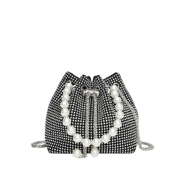 Crossbody Bucket For Women, High-End Feel, 2025 New Design, Niche Drawstring Fashion Chain Rhinestone Bag_voghion.com