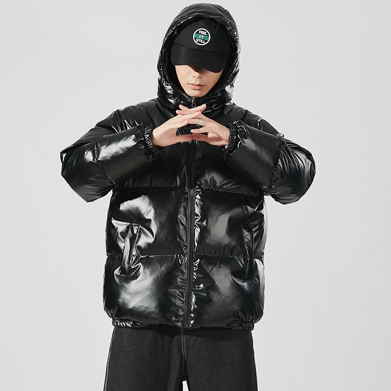 Men's loose casual bright face hooded padded jacket padded jacket_voghion.com