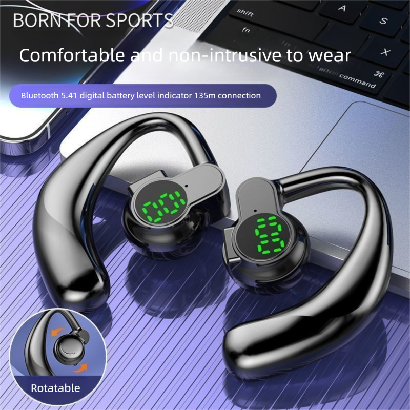 【Offerta speciale】Auricolari Bluetooth wireless aperti, orecchio singolo, display digitale rotante, batteria a lunga durata, universali_voghion.com