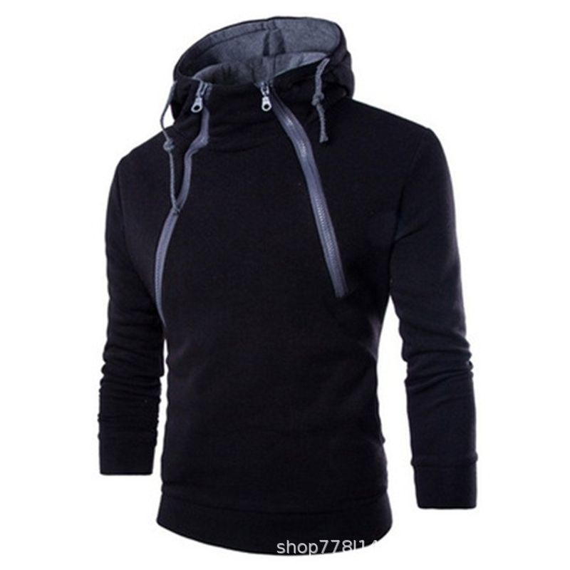  vendita calda primavera e autunno nuova moda cardigan con doppia cerniera anteriore giacca con cappuccio in colore a contrasto taglia felpa con cappuccio_voghion.com