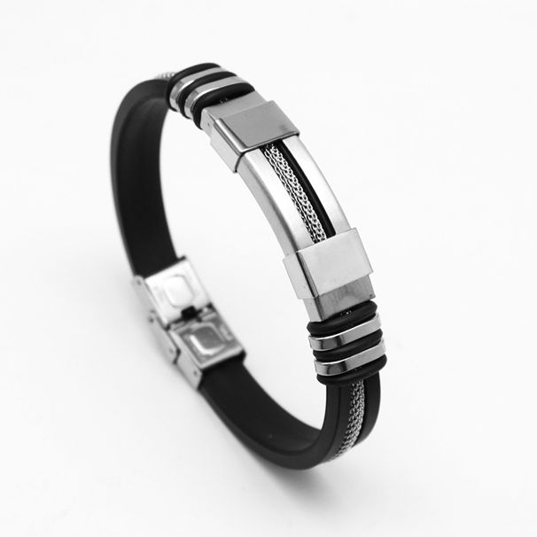 Grenzüberschreitendes Punk-Hip-Hop-Armband aus Silikon und Titan im europäischen und amerikanischen Stil – ein trendiges Accessoire für Herren aus Edelstahl_voghion.com
