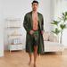Cross Border Men's Nightgown Shorts Set Solid Color Home Clothes Bathrobe Shorts Set Thin Pajamas TZ3194_voghion.com