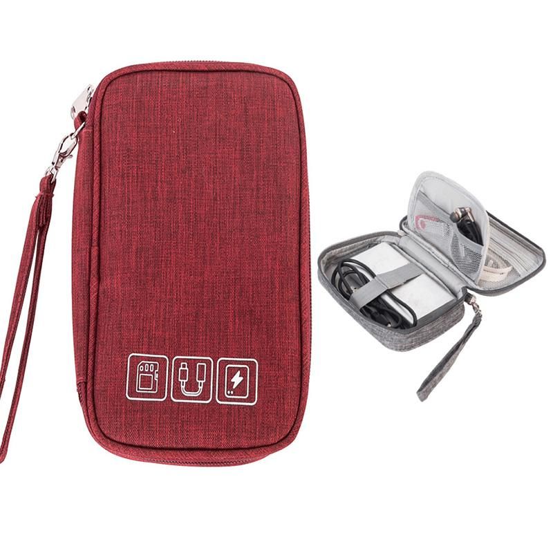 1 stk. bærbar kablet digital opbevaringspose organizer USB gadget ledningsoplader strøm batteri lynlås kosmetikpose WBL_voghion.com