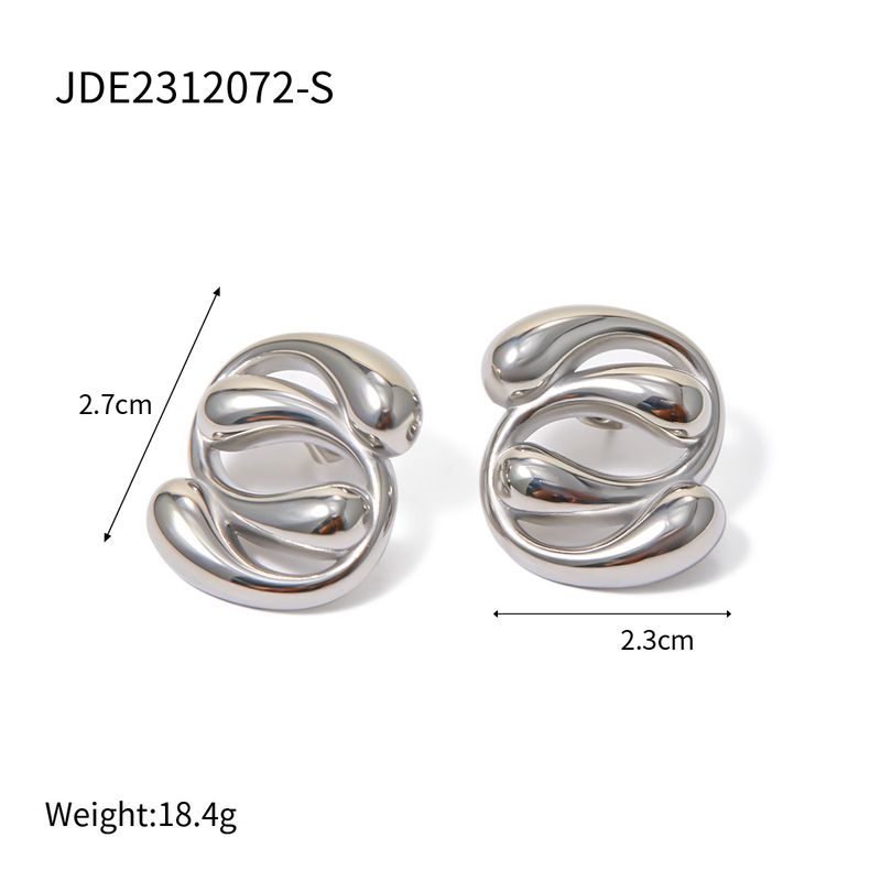 Pendientes entrelazados de gota de agua de acero inoxidable dorado de gran venta, nichos de acero de titanio, pendientes irregulares_voghion.com