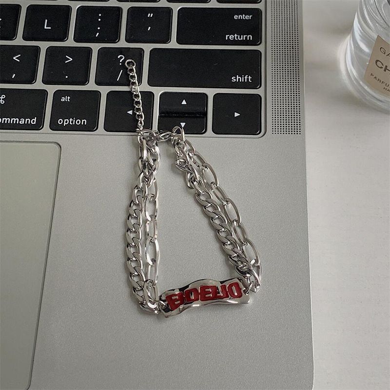 Titanium Steel Double Layer Non-Fading Letter Bracelet Men, Minimalist Style, Versatile Trendy Hip-Hop Niche Jewelry For_voghion.com
